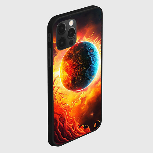 Чехол iPhone 12 Pro Max Планета в огненном космосе / 3D-Черный – фото 2