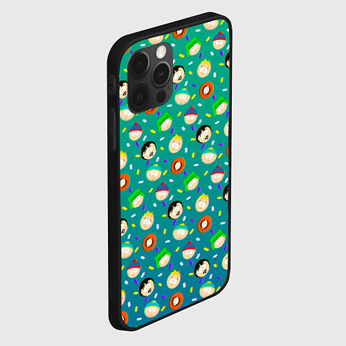Чехол iPhone 12 Pro Max Южный Парк - паттерн персонажи / 3D-Черный – фото 2
