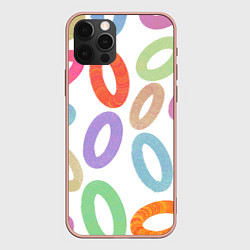 Чехол для iPhone 12 Pro Max Паттерн разноцветные овалы, цвет: 3D-светло-розовый