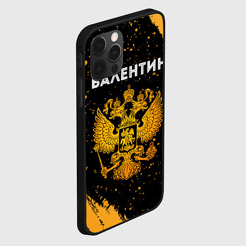 Чехол iPhone 12 Pro Max Валентин и зологой герб РФ / 3D-Черный – фото 2