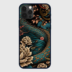 Чехол для iPhone 12 Pro Max Японский змей Irezumi, цвет: 3D-черный