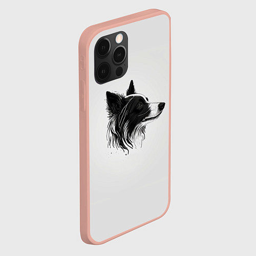 Чехол iPhone 12 Pro Max Арт бордер-колли / 3D-Светло-розовый – фото 2