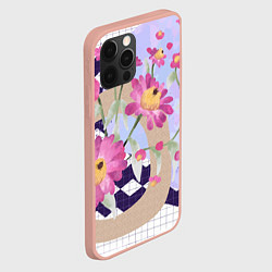 Чехол для iPhone 12 Pro Max Цветы в клетку, цвет: 3D-светло-розовый — фото 2