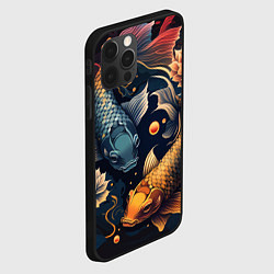 Чехол для iPhone 12 Pro Max Карпы кои: арт нейросети в стиле японской татуиров, цвет: 3D-черный — фото 2