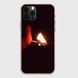 Чехол для iPhone 12 Pro Max Выгорание спички, цвет: 3D-светло-розовый