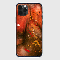 Чехол для iPhone 12 Pro Max Абстрактный красный туман и краски, цвет: 3D-черный