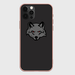 Чехол для iPhone 12 Pro Max Злой серый волк с красными глазами, цвет: 3D-светло-розовый