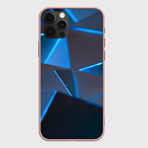 Чехол iPhone 12 Pro Max Неоновые грани абстракции / 3D-Светло-розовый – фото 1