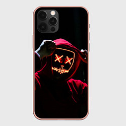 Чехол для iPhone 12 Pro Max Красно-оранжевый неоновый анонимус, цвет: 3D-светло-розовый