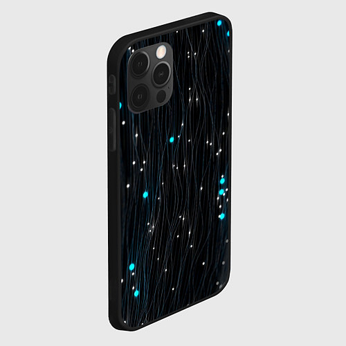 Чехол iPhone 12 Pro Max Волнистые космические блики / 3D-Черный – фото 2