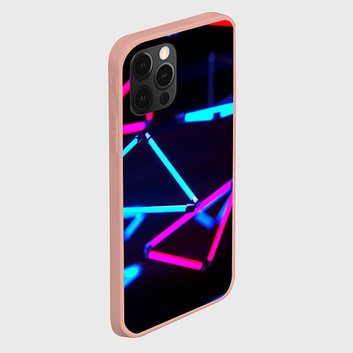 Чехол iPhone 12 Pro Max Неоновые фигуры ночь / 3D-Светло-розовый – фото 2