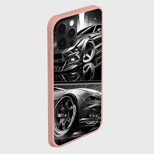 Чехол iPhone 12 Pro Max Мустанг night knight / 3D-Светло-розовый – фото 2