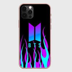 Чехол для iPhone 12 Pro Max Bts градиент неон, цвет: 3D-светло-розовый