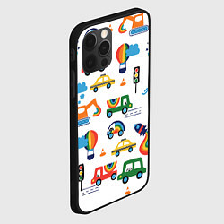 Чехол для iPhone 12 Pro Max Радужные машинки - паттерн, цвет: 3D-черный — фото 2