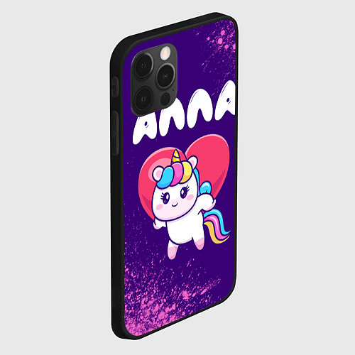 Чехол iPhone 12 Pro Max Алла единорог с сердечком / 3D-Черный – фото 2