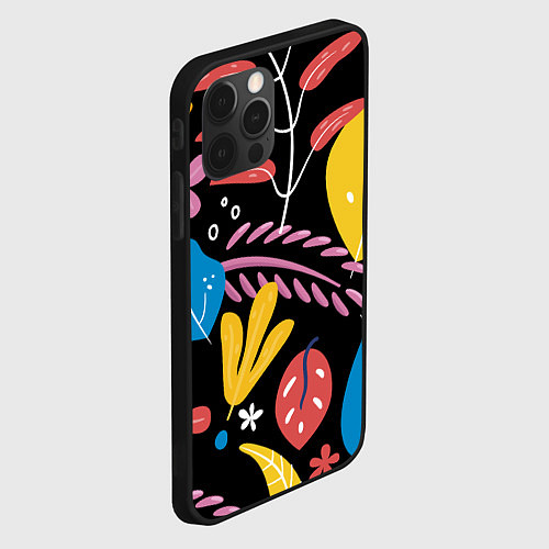 Чехол iPhone 12 Pro Max Красочная цветочная композиция / 3D-Черный – фото 2
