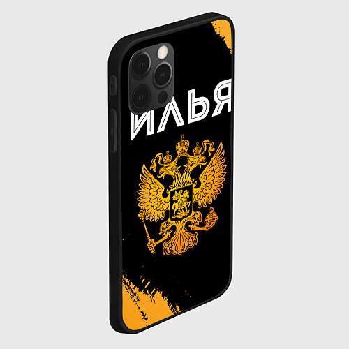 Чехол iPhone 12 Pro Max Илья и зологой герб РФ / 3D-Черный – фото 2