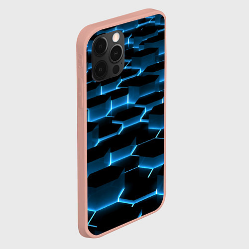 Чехол iPhone 12 Pro Max Неоновая сетка из плит / 3D-Светло-розовый – фото 2