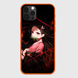 Чехол для iPhone 12 Pro Max Nezuko Demon Slayer art, цвет: 3D-красный