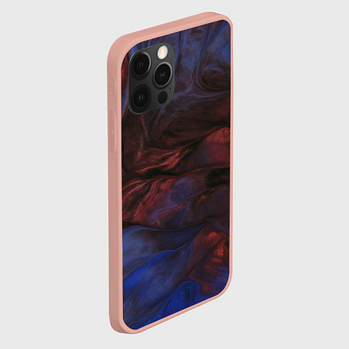 Чехол iPhone 12 Pro Max Тёмные переливающиеся волны с блёстками / 3D-Светло-розовый – фото 2
