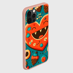 Чехол для iPhone 12 Pro Max Веселое сердце с зубами, цвет: 3D-светло-розовый — фото 2