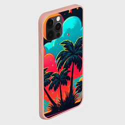Чехол для iPhone 12 Pro Max Неоновые пальмы на закате, цвет: 3D-светло-розовый — фото 2