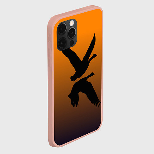 Чехол iPhone 12 Pro Max Лебединая пара / 3D-Светло-розовый – фото 2
