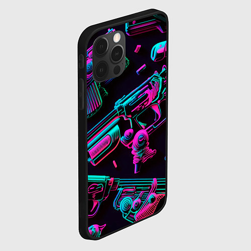 Чехол iPhone 12 Pro Max Неоновый пистолет / 3D-Черный – фото 2