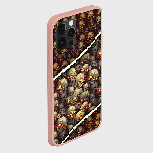 Чехол iPhone 12 Pro Max Россыпь черепков / 3D-Светло-розовый – фото 2