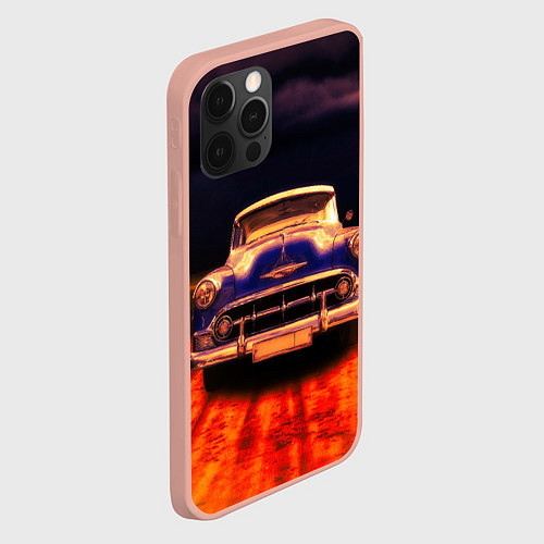 Чехол iPhone 12 Pro Max Классический американский автомобиль Chevrolet 210 / 3D-Светло-розовый – фото 2