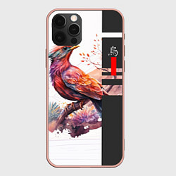Чехол для iPhone 12 Pro Max Птичка на ветке, цвет: 3D-светло-розовый
