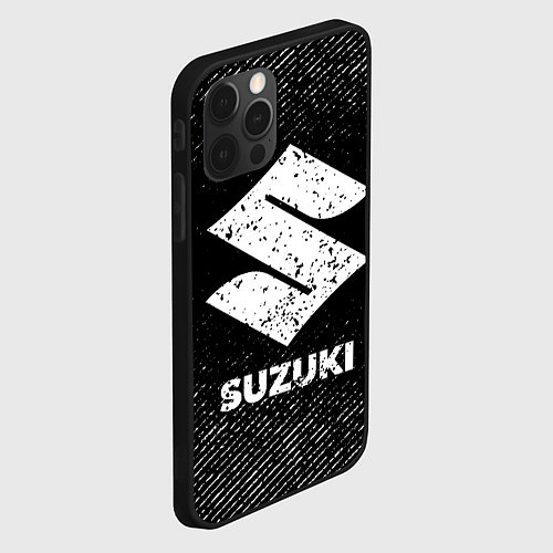 Чехол iPhone 12 Pro Max Suzuki с потертостями на темном фоне / 3D-Черный – фото 2