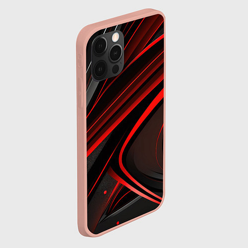 Чехол iPhone 12 Pro Max Black and red abstract / 3D-Светло-розовый – фото 2