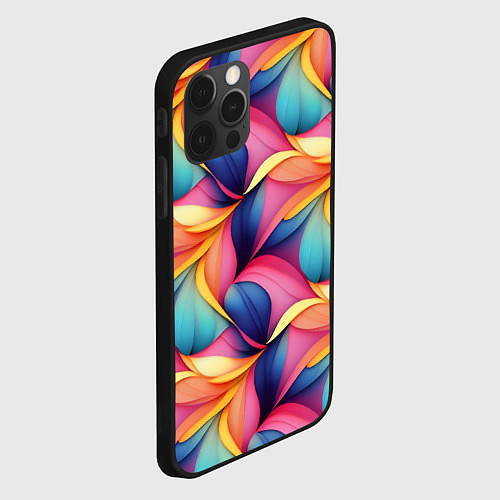Чехол iPhone 12 Pro Max Абстрактные цветы в узоре / 3D-Черный – фото 2
