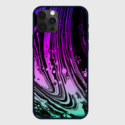 Чехол для iPhone 12 Pro Max Неоновые цвета брызги краски гранжевая текстура, цвет: 3D-черный