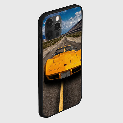 Чехол iPhone 12 Pro Max Ретро маслкар Chevrolet Corvette Stingray / 3D-Черный – фото 2