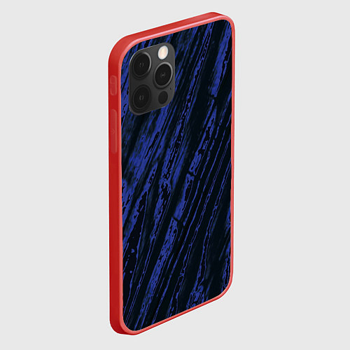 Чехол iPhone 12 Pro Max Синие полосы / 3D-Красный – фото 2