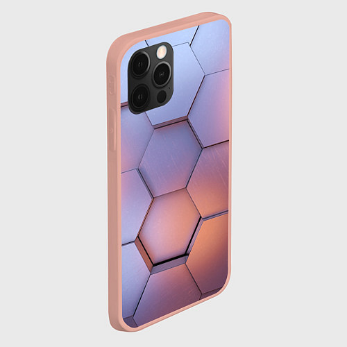 Чехол iPhone 12 Pro Max Металлические шестиугольники / 3D-Светло-розовый – фото 2