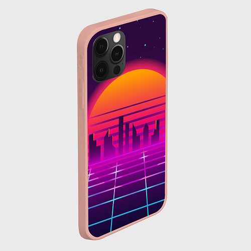 Чехол iPhone 12 Pro Max Futuristic Retro City / 3D-Светло-розовый – фото 2