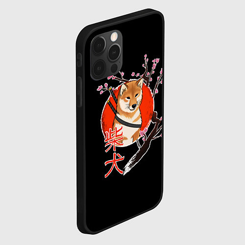 Чехол iPhone 12 Pro Max Сиба ину самурай / 3D-Черный – фото 2