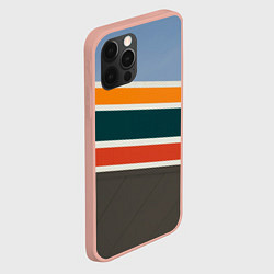 Чехол для iPhone 12 Pro Max Оранжевые и белые абстрактные полосы, цвет: 3D-светло-розовый — фото 2