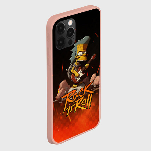 Чехол iPhone 12 Pro Max Rock n roll fire Simpsons / 3D-Светло-розовый – фото 2