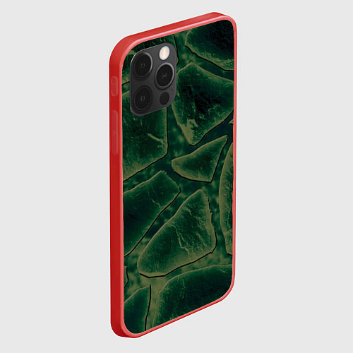 Чехол iPhone 12 Pro Max Малахитовые камни / 3D-Красный – фото 2