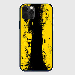 Чехол iPhone 12 Pro Max Вертикальная черно-желтая полоса Cyberpunk 2077