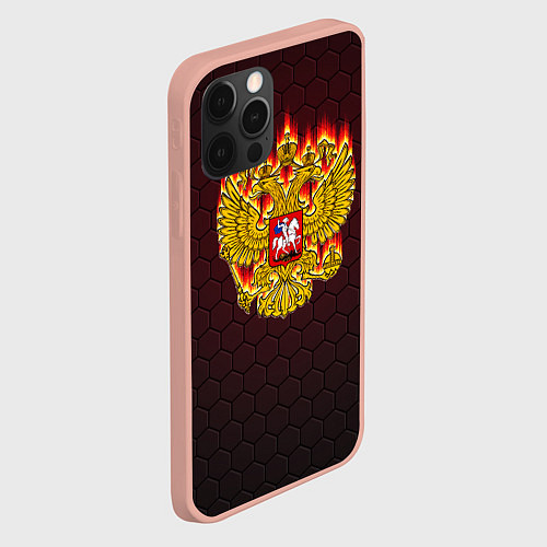 Чехол iPhone 12 Pro Max Пылающий герб РФ / 3D-Светло-розовый – фото 2