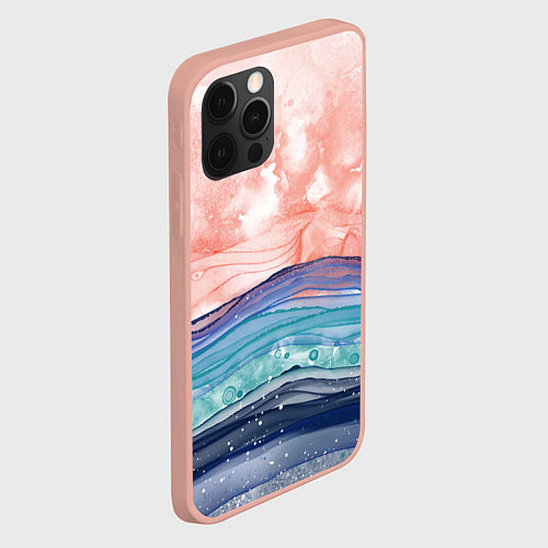 Чехол iPhone 12 Pro Max Абстрактный пейзаж рассвет над морем / 3D-Светло-розовый – фото 2