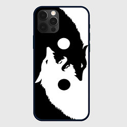 Чехол для iPhone 12 Pro Max Инь-Ян волки, цвет: 3D-черный