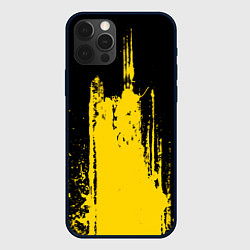 Чехол для iPhone 12 Pro Max Фонтан бурлящей желтой краски, цвет: 3D-черный