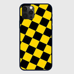 Чехол для iPhone 12 Pro Max Черно-желтая крупная клетка, цвет: 3D-черный