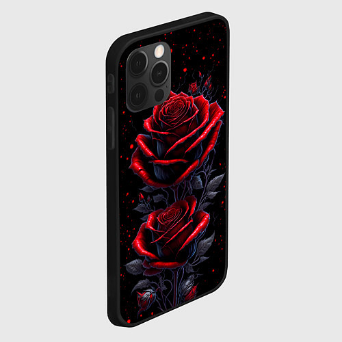 Чехол iPhone 12 Pro Max Готические розы в космосе / 3D-Черный – фото 2